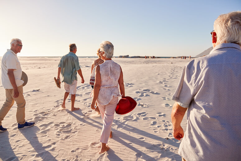 elderly adults seniors on beach south florida varicose vein patients